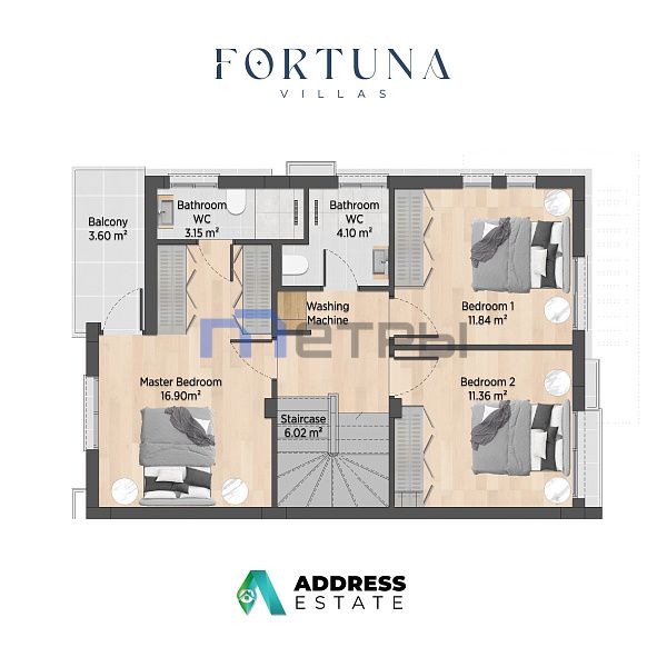 "FORTUNA VILLAS" смежные, двухуровневые виллы 3+1,с терассами и видом на море