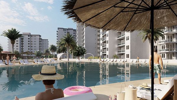 1+1 апартаменты в Caesar Resort - великолепном жилом комплексе на побережье Северного Кипра